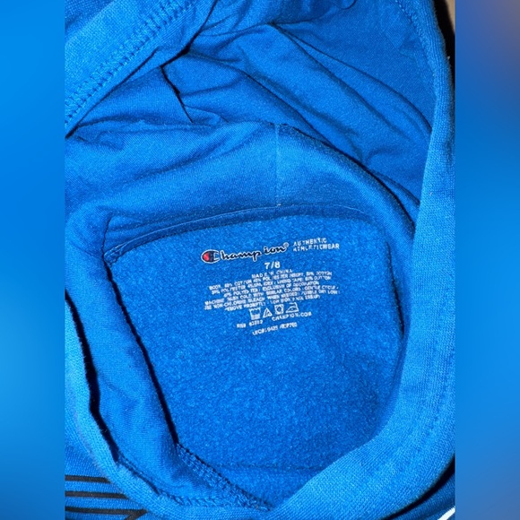 Champion Youth Blue Big C Logo Pullover Hoodie Sweatshirt; Size 7/8 - Picture 3 of 3
